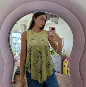 Whimsical Fairycore Floral Green Sleeveless Top One Size